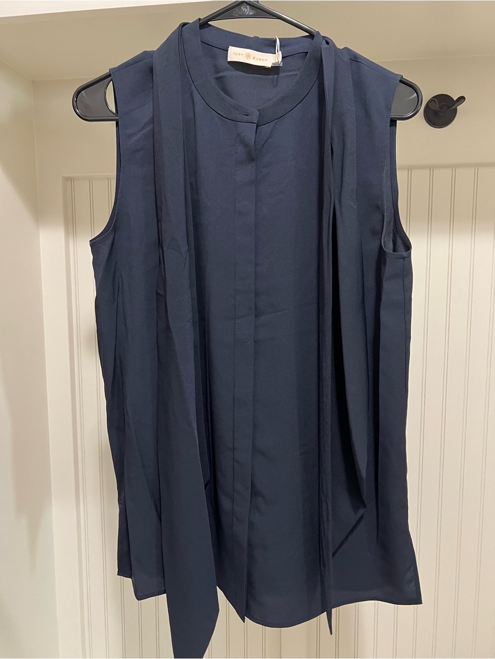 Tory Burch Navy Sleeveless Tie-Neck Camisole